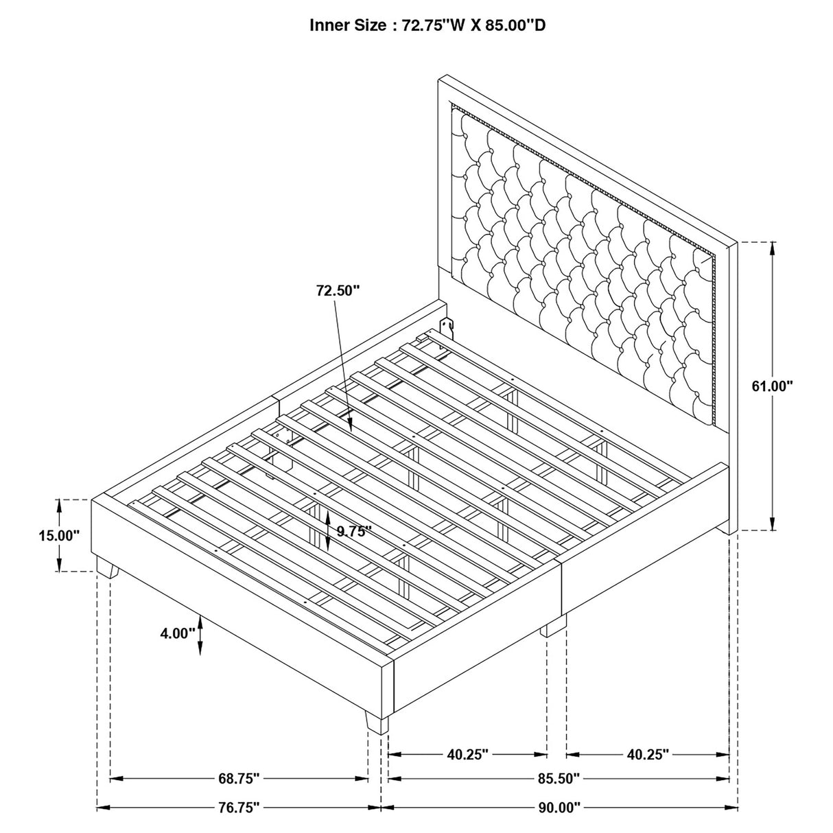 California King Bed - Hailey Upholstered California King Panel Bed Black