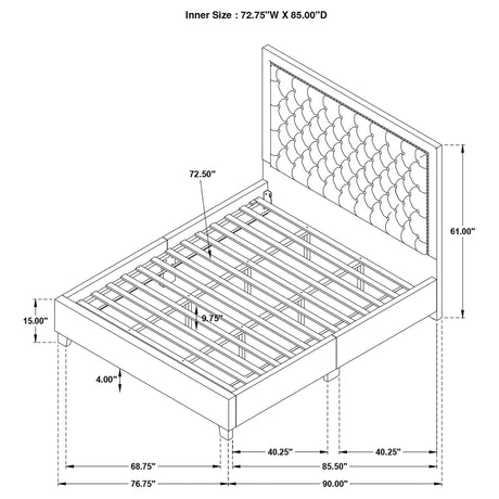 California King Bed - Hailey Upholstered California King Panel Bed Black