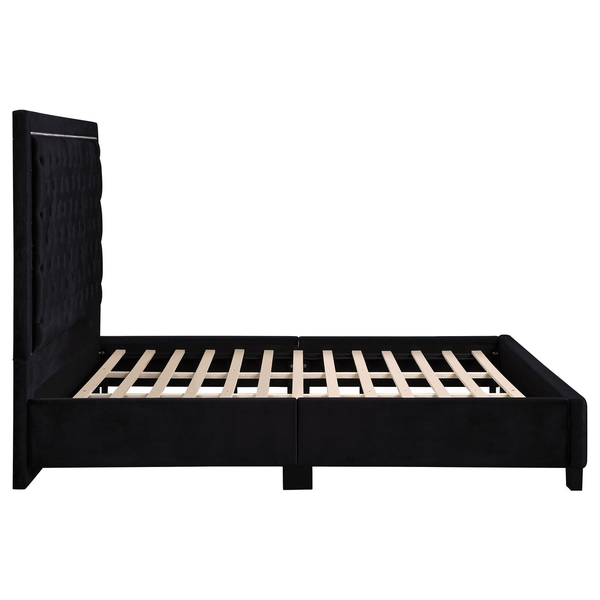 Queen Bed - Hailey Upholstered Queen Panel Bed Black