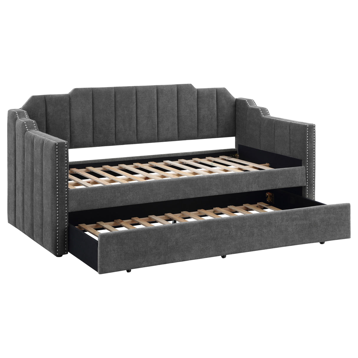 Twin Daybed W/ Trundle - Kingston Upholstered Twin Daybed with Trundle Charcoal