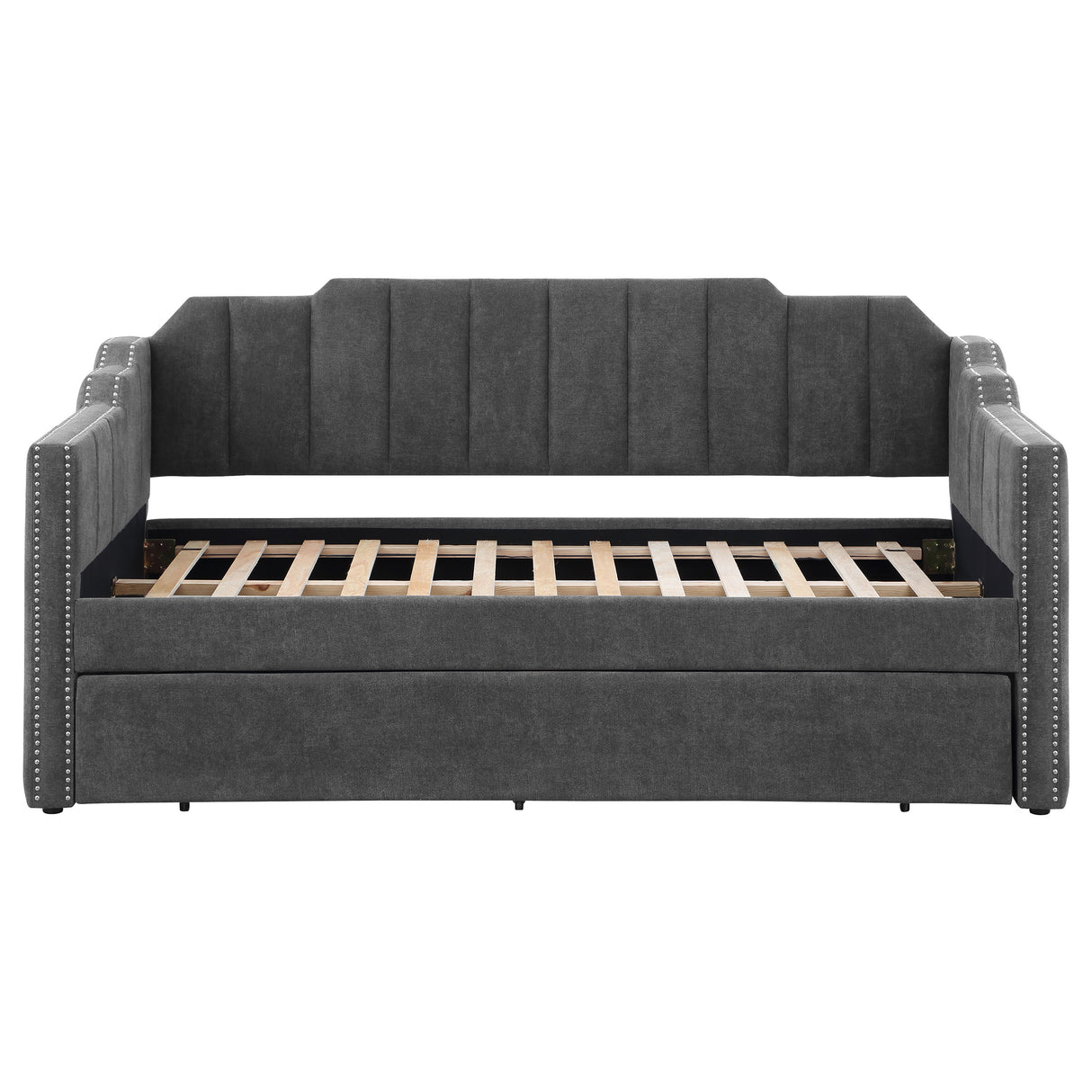 Twin Daybed W/ Trundle - Kingston Upholstered Twin Daybed with Trundle Charcoal