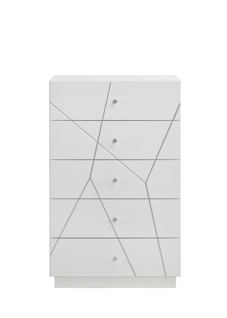 Manhattan Queen 5-Piece Bedroom Set – Modern Design with Lacquer Finish, Geometric Accents, and LED Lighting (NJ Inventory) - sold by Home Elegance USA