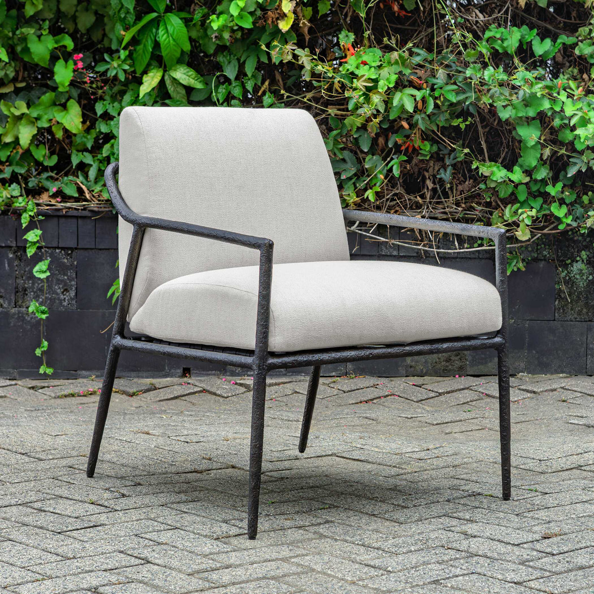 Thayer Outdoor Upholstered Lounge Chair - White by Uttermost - View 2