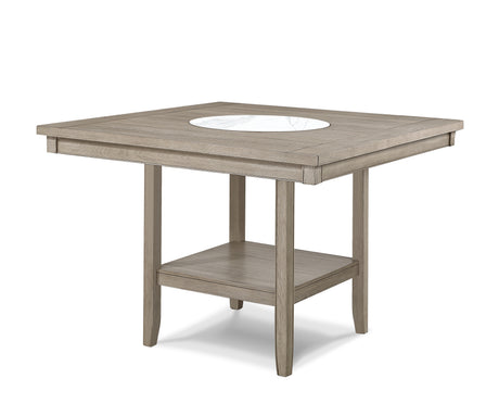 1pc Contemporary Transitional Counter Height Dining Table w 20-Inch  Faux Marble Lazy Susan All Tan / Beige Gray Finish Wooden Wood Veneers Solid Wood Dining Room Furniture
