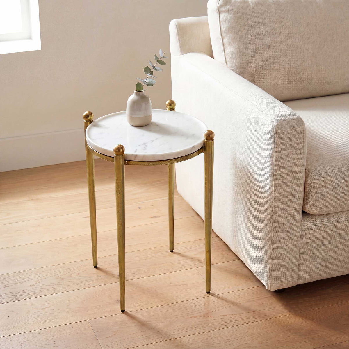 Nahunta Accent Table Antique Brass - Gold / White by Uttermost - View 2