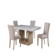 SHEENA 5PC Dining Table Set with Faux Marble Top and Natural Wood Look, Beige/Natural, MDF and Rubber Wood, 70x42x30.25 inches - sold by Home Elegance USA