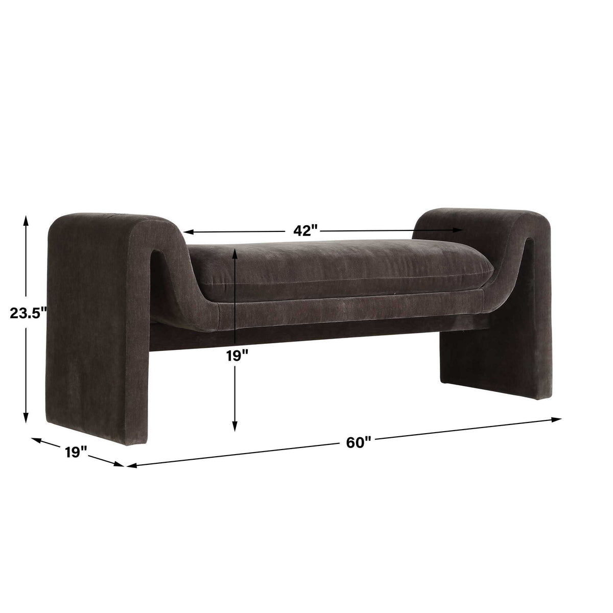 Manson Modern Bench Charcoal - Dark Gray by Uttermost - View 7