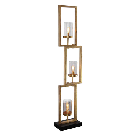 Cielo Staggered Rectangles Floor Lamp - Gold / Black by Uttermost - View 1
