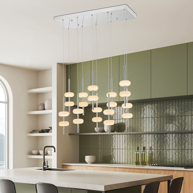 Double Spanish Alabaster Rectangular Chandelier // Chrome  | Finesse - Home Elegance USA