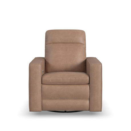 Dutch Power Swivel Gliding Recliner With Power Headrest, Lumbar, Heat & Massage - Light Brown | Flexsteel