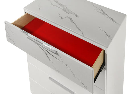 Mist Queen 5-Piece Set – Two-Tone High-Gloss Marble & Lacquer Finish with LED Lighting, Spacious Velvet-Lined Storage White (NJ Inventory) - sold by Home Elegance USA