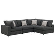 Rhette Charcoal 4-piece Upholstered Sectional with Reversible Cushions - sold by Home Elegance USA