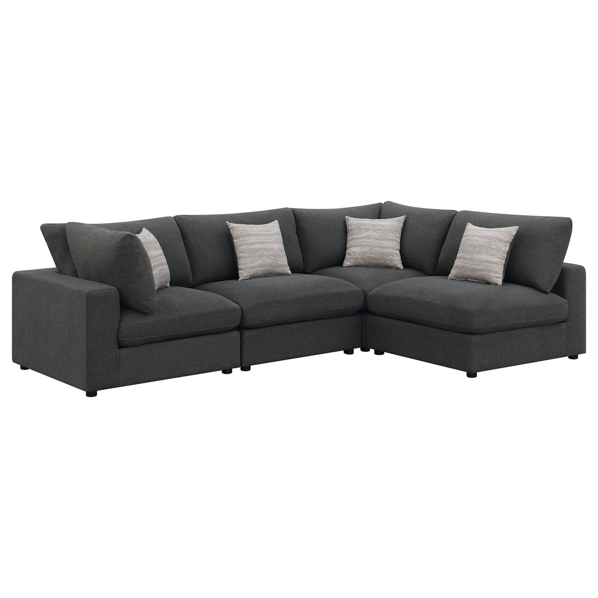 Rhette Charcoal 4-piece Upholstered Sectional with Reversible Cushions