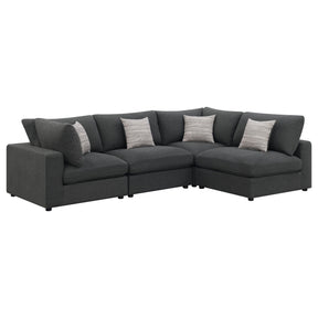 Rhette Charcoal 4-piece Upholstered Sectional with Reversible Cushions - sold by Home Elegance USA