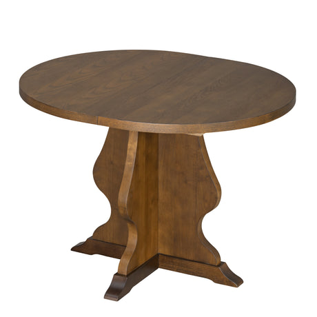 TREXM Farmhouse 5-Piece Dining Table Set with 4 Upholstered Chairs, Wood Extendable Dining Table with 15.7' Leaf for Extra Seating for Dining Room, Kitchen and Living Room (Brown) - sold by Home Elegance USA