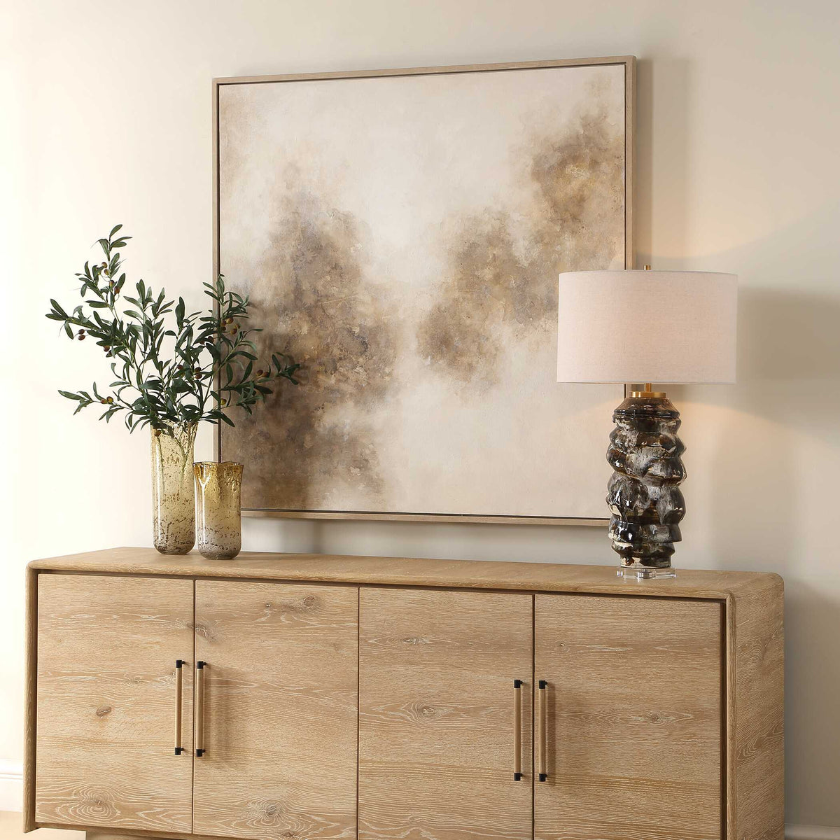 Up In Smoke Framed Modern Art Black / Brown / White / Woodtone - Light Brown by Uttermost - View 3