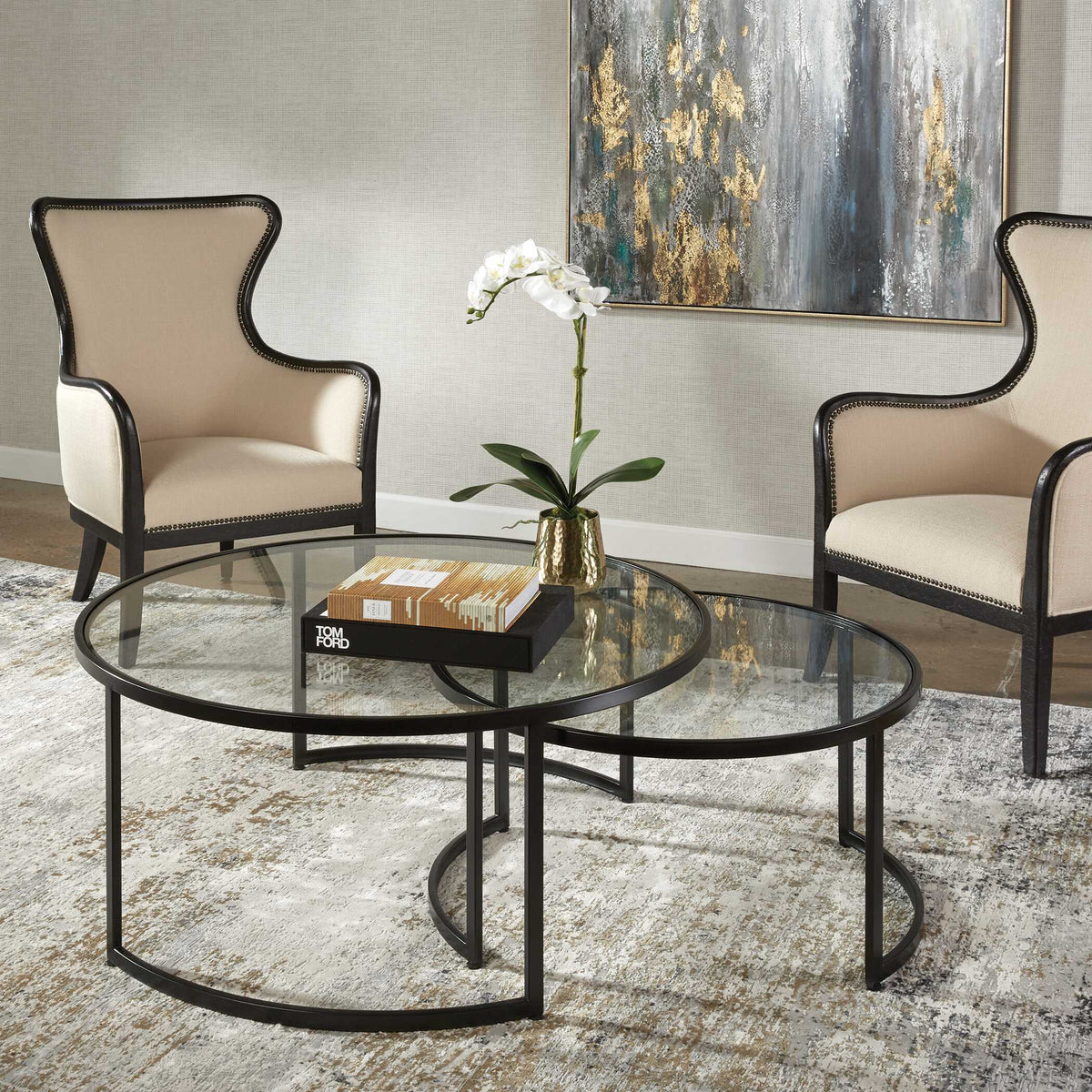 Rhea Nesting Coffee Tables (Set of 2) - Black by Uttermost - View 3