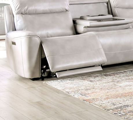 Power Reclining Sectional Couch Light Taupe Leatherette Sofa Corner Wedge Chairs Console Living Room Furniture Recliner L-Shaped Sectional - sold by Home Elegance USA