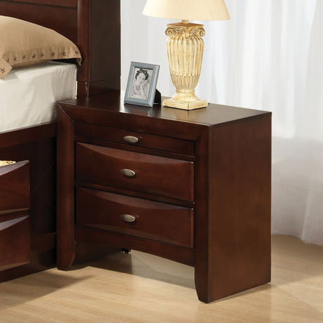 Contemporary Queen Size Bed 2x Nightstands Headboard Bookcase Cherry Color 3pc Set Bedroom Furniture - sold by Home Elegance USA