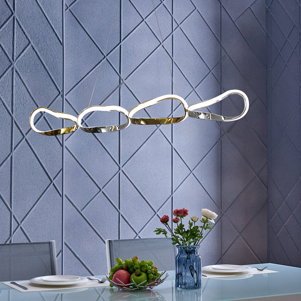 Prague Horizontal Chandelier // Gold and Chrome  | Finesse