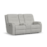 Arlo Transitional Fabric Power Reclining Loveseat With Console | Flexsteel