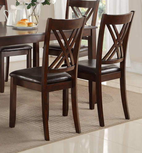 7-Pc Dinette Set Brown Espresso Finish Rectangular Table PU Upholstered Chairs Transitional Dining Room Wooden Dining Set Furniture - sold by Home Elegance USA