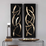 Brushstrokes Metal Wall Art (Set of 2) - Black / Yellow by Uttermost - View 2