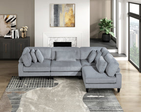 Living Room Furniture 4-Piece Modular Sectional Sofa Set Gray Corduroy Soft Cushion Pillows Solid Wood Legs - sold by Home Elegance USA