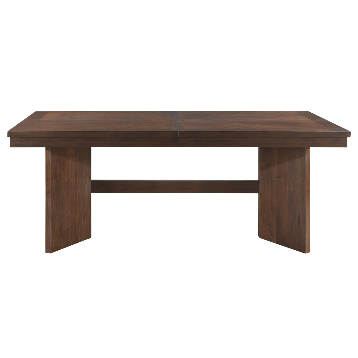 Walnut Finish Wood Dining Table with Self-Storing Extension Leaf 1pc Trestle Base V-Angled Design Modern Dining Furniture