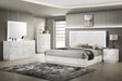 Manhattan Queen 5-Piece Bedroom Set – Modern Design with Lacquer Finish, Geometric Accents, and LED Lighting (NJ Inventory) - sold by Home Elegance USA