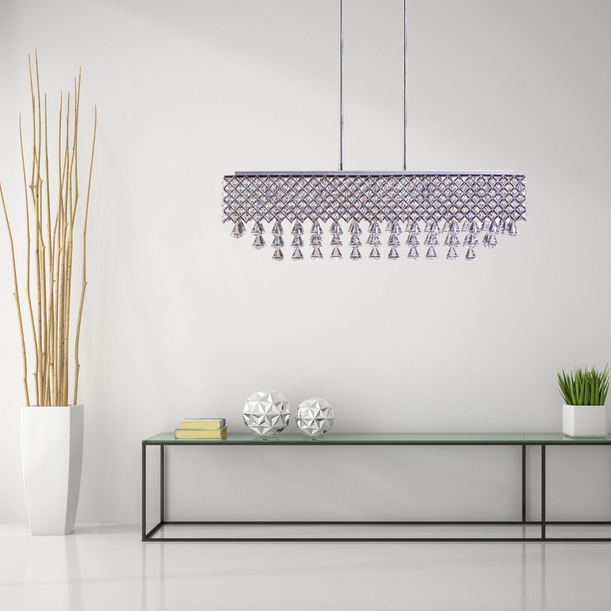 Cinderella Crystal Rectangular Chandelier // 12 Light  | Finesse -  Home Elegance USA