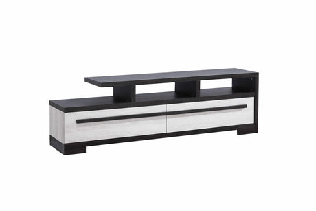 1pc Entertainment Console Modern Design Chalk Ebony Wood Finish Open Shelf Two Spacious Drawers TV Stand - sold by Home Elegance USA