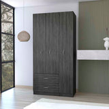 Three Door Armoire Clark, Bedroom, Smokey Oak / White - sold by Home Elegance USA
