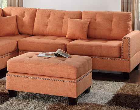 Modern Citrus Color 3pcs Sectional Living Room Furniture Reversible Chaise Sofa And Ottoman Tufted Polyfiber Linen Like Fabric Cushion Couch Pillows - sold by Home Elegance USA