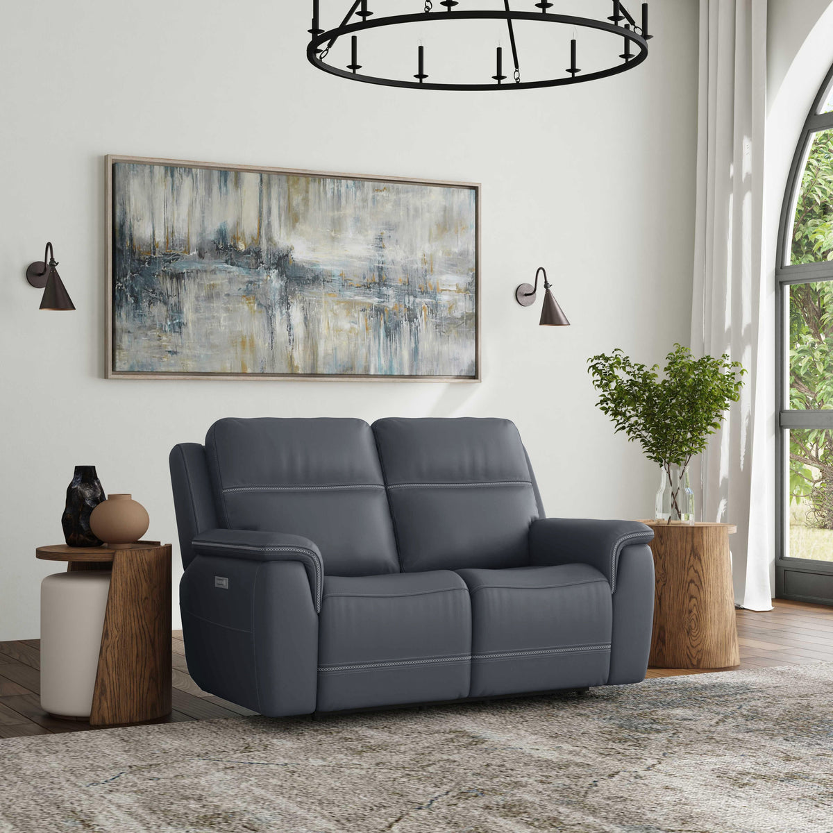 Sawyer Power Reclining Loveseat With Power Headrests, Lumbar - Marine | Flexsteel