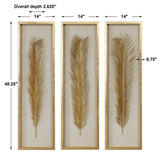 Palma Leaf Shadow Box (Set of 3) - Gold / White by Uttermost - View 7