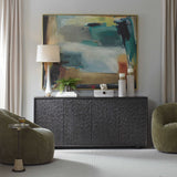 Stevenson Chiseled 4 Door Cabinet Black / Brown / Woodtone - Dark Brown by Uttermost - View 3
