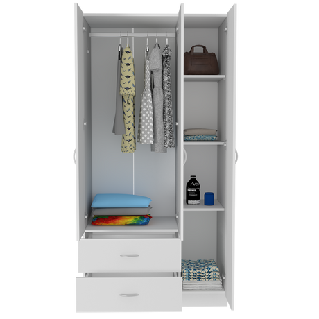 Eureka Three Door Armoire, Two Drawers, Rod - sold by Home Elegance USA