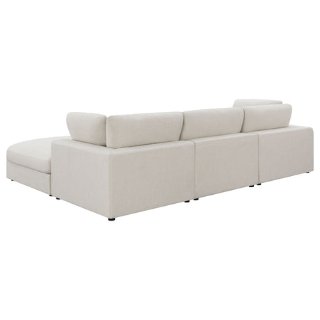Rhette Beige 4-piece Upholstered Sectional with Ottoman - sold by Home Elegance USA