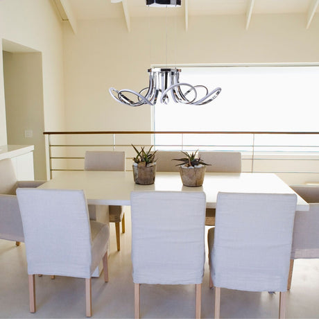 6 Petal Flower Dimmable LED Chandelier // Chrome  | Finesse -  Home Elegance USA