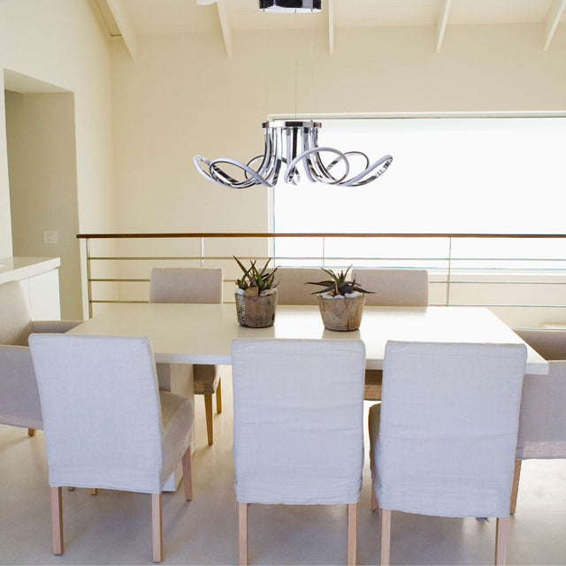 6 Petal Flower Dimmable LED Chandelier // Chrome  | Finesse -  Home Elegance USA