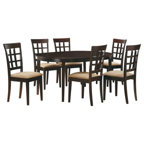 Missell Cappuccino and Beige 7-Piece Dining Set with Oval Table and Microfiber Chairs in Wood Finish