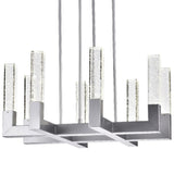 8 Light Square Crystal Dianyi LED Chandelier // Silver  | Finesse -  Home Elegance USA
