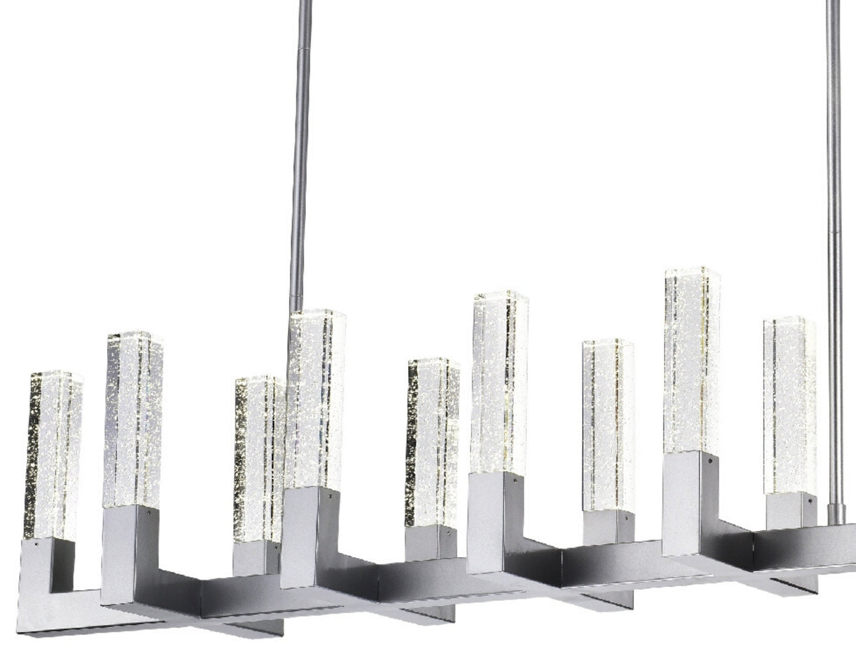 12 Light Rectangular Crystal Dianyi LED Chandelier // Silver  | Finesse -  Home Elegance USA