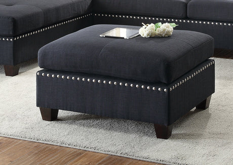 3-pcs Sectional Sofa Black Polyfiber Cushion Sofa Chaise Ottoman Reversible Couch Pillows - sold by Home Elegance USA