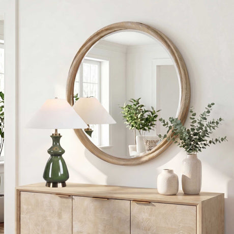 Landry Round Mirror Light Wood - Light Brown by Uttermost - View 2