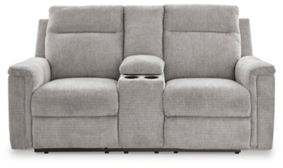 Ashley Ash Barnsana DBL REC PWR Loveseat w/Console - Chenille | Home Elegance USA