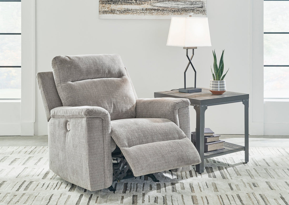 Ashley Ash Barnsana Power Rocker Recliner - Chenille | Home Elegance USA