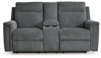 Ashley Gravel Barnsana DBL REC PWR Loveseat w/Console - Chenille | Home Elegance USA