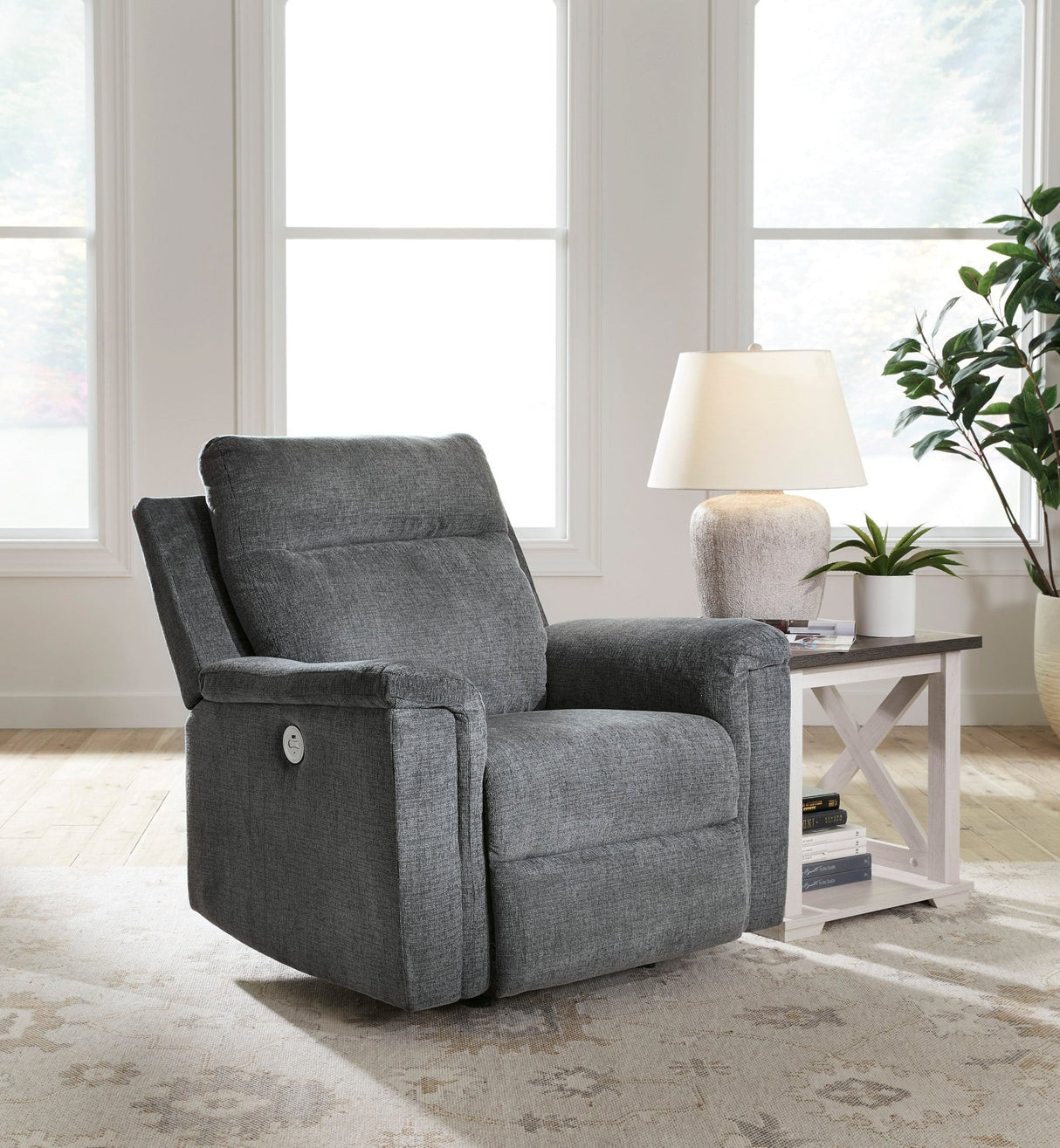 Ashley Gravel Barnsana Power Rocker Recliner - Chenille | Home Elegance USA